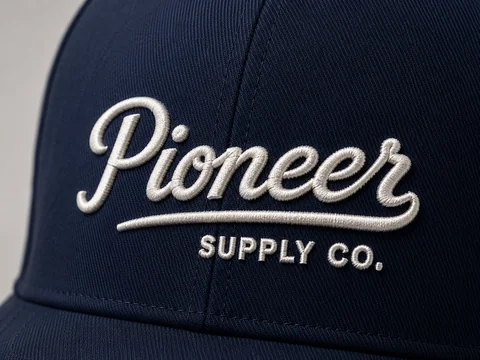 Raised multi-colour embroidery on a custom cap