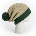 Extra-long chunky-knit pom-pom beanie color option 1