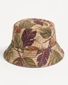 Classic Bucket Hat Range, Beige burgundy leaf print color reference