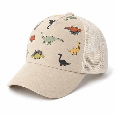 Printed Children's Trucker Cap, Beige white color reference