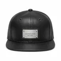 Black Leather-Look Snapback, Front view