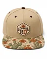 Embroidered-Badge Snapback, Beige orange floral print color reference