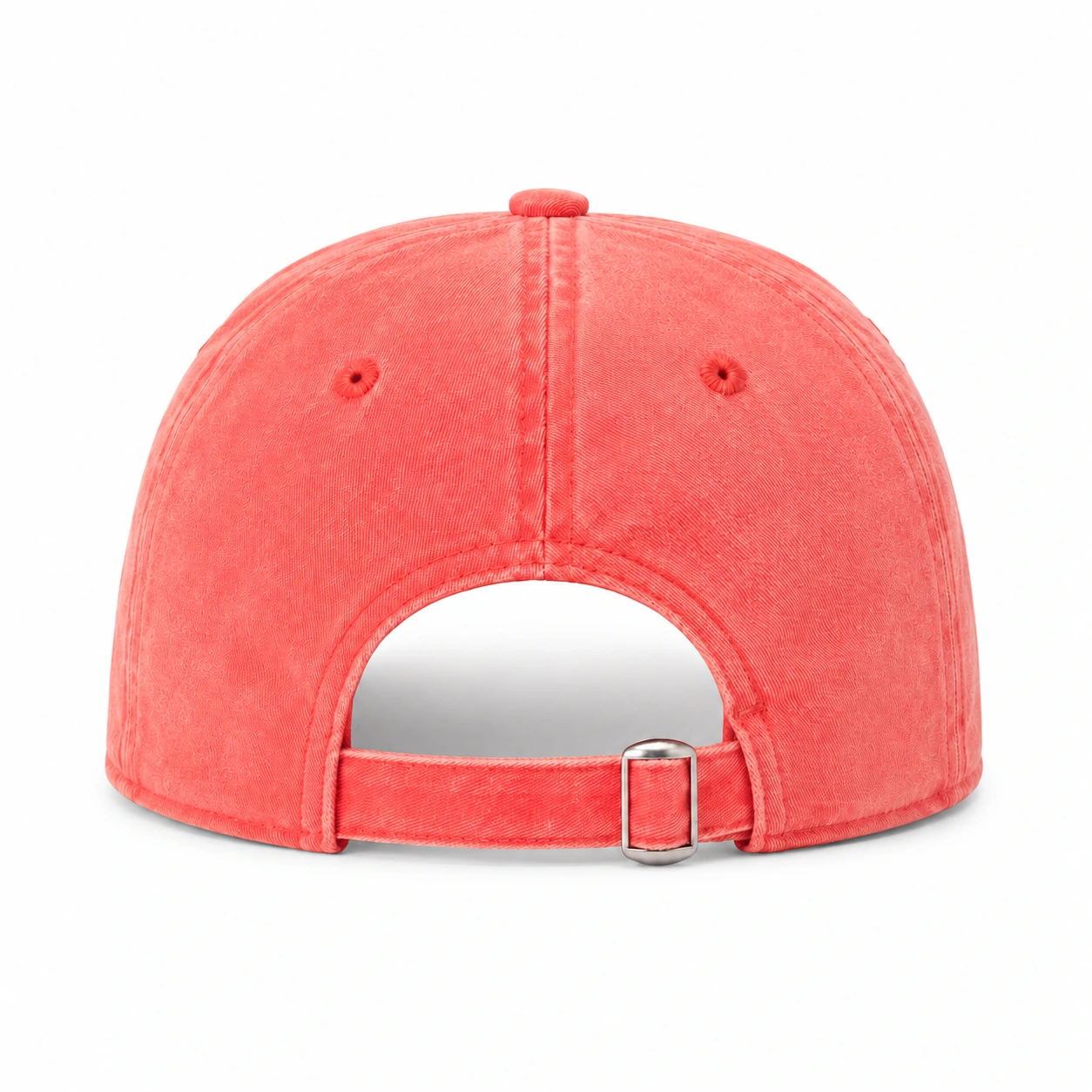 Washed red dad hat, back view