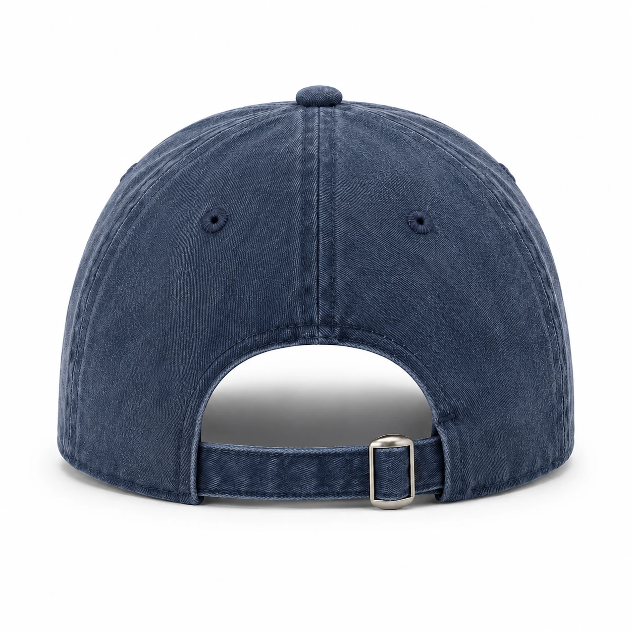 Washed blue dad hat, back view