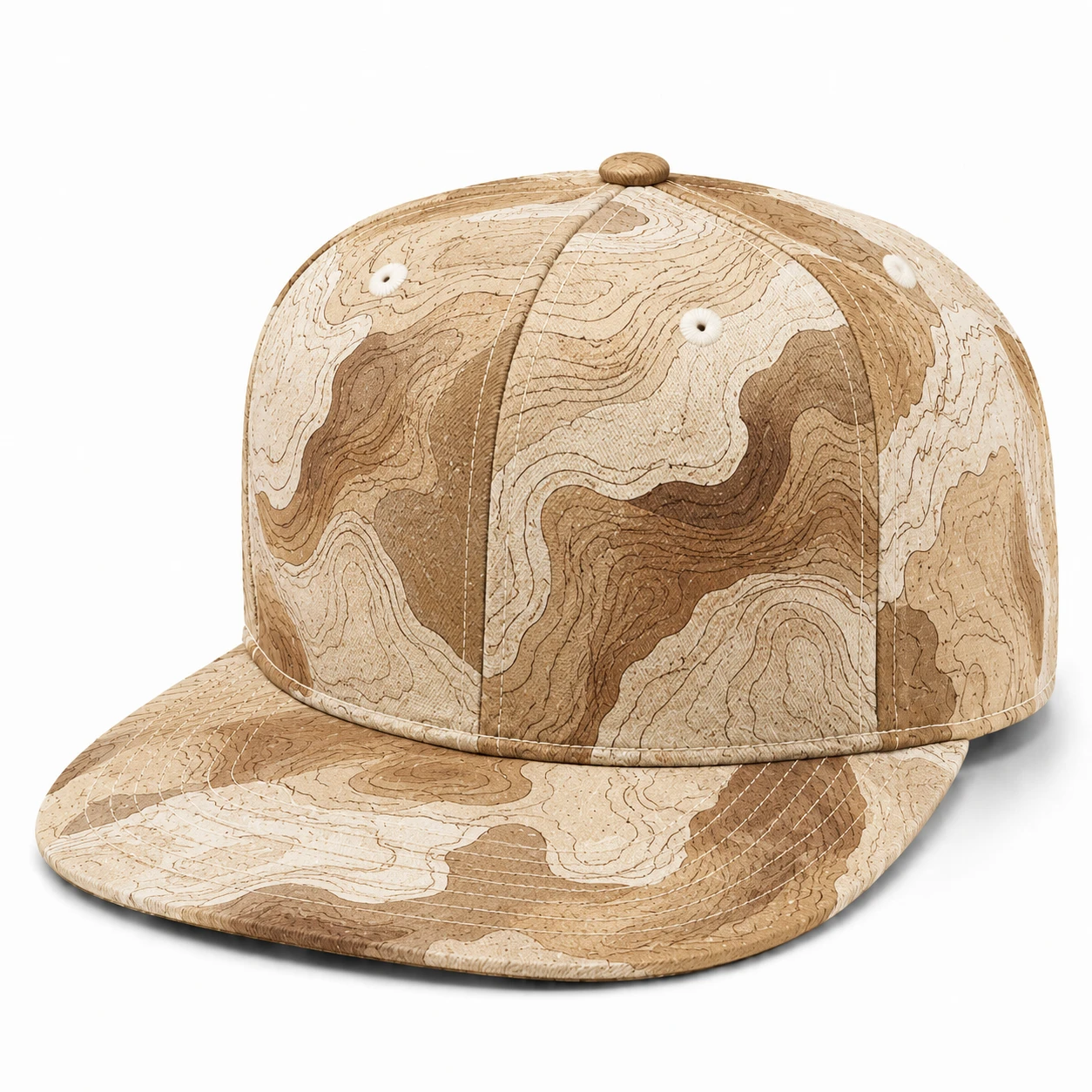 Sublimated-Print Snapback — beige tan marble print color reference