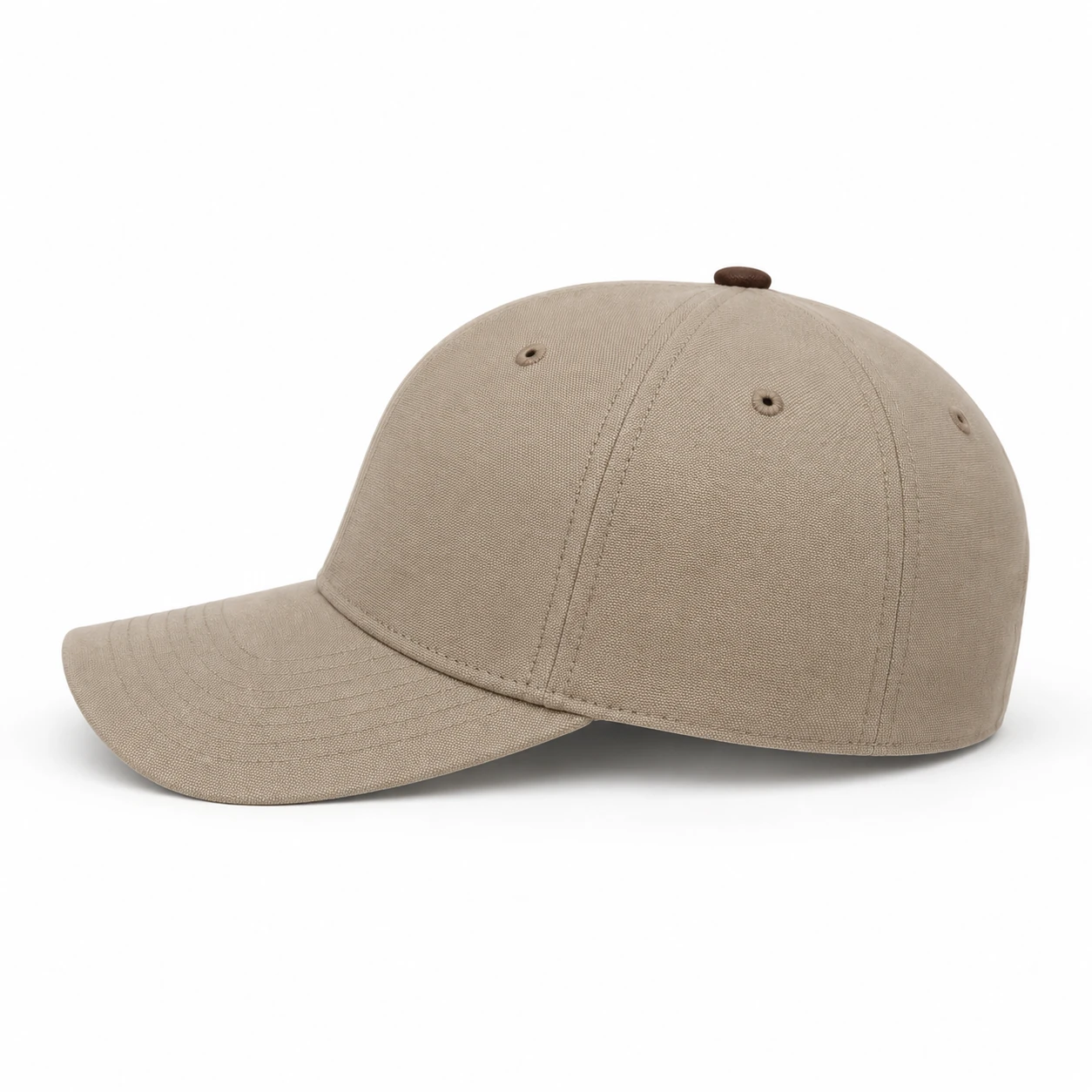 Khaki Oxford cotton fitted cap side view