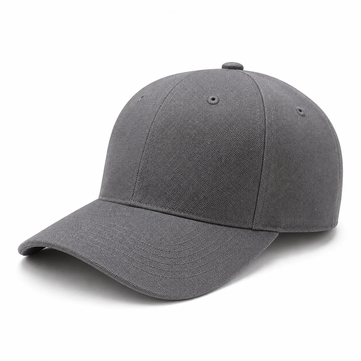 Oxford cotton fitted cap with inside lining, front three-quarter view